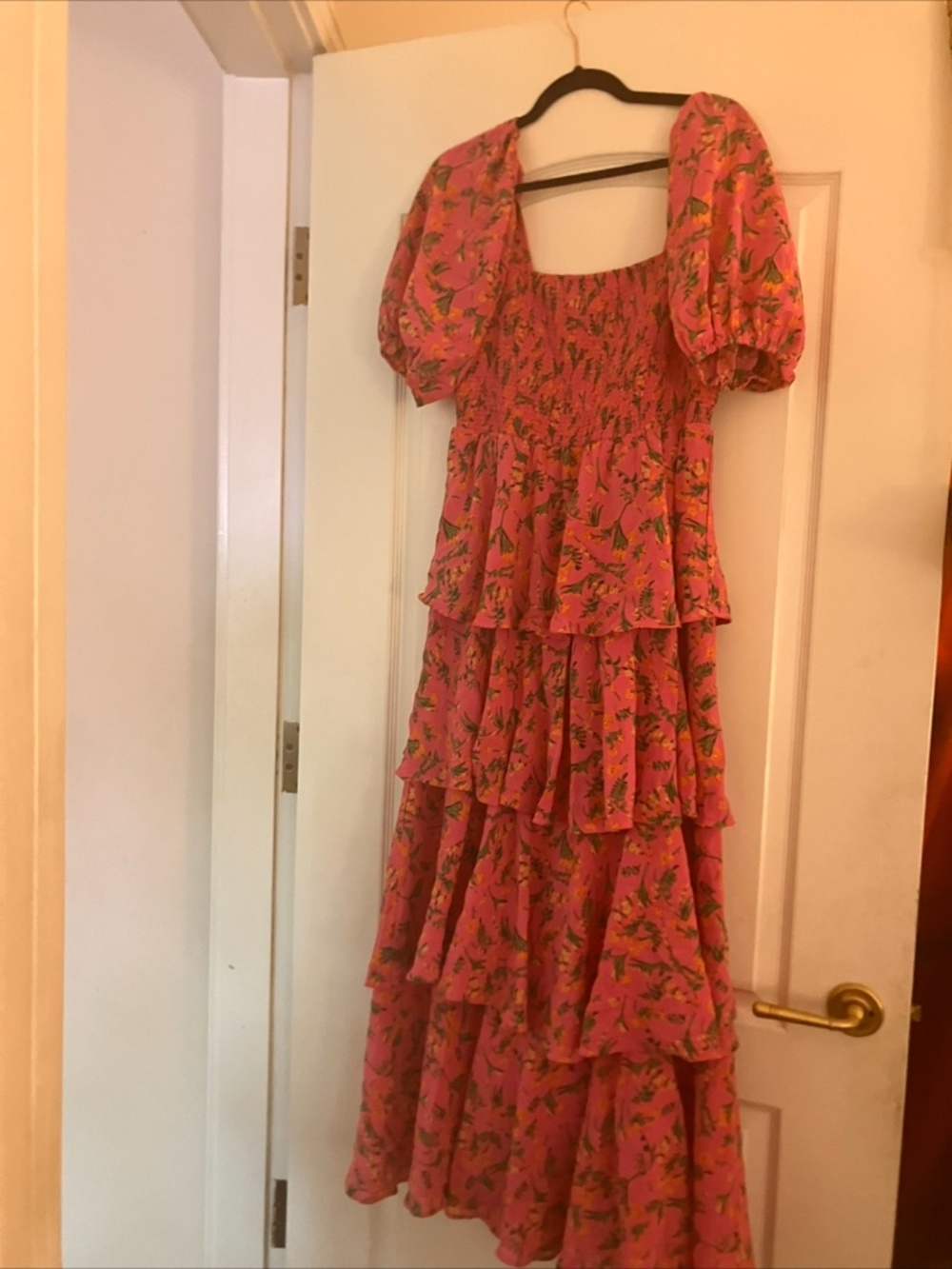 Short sleeve pink maxi dress
